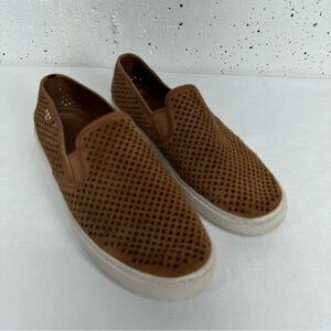 Tory Burch size 9.5 Jesse Rust Suede Perforated Slip On Sneakers